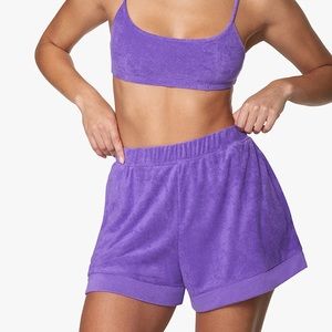 WeWoreWhat Knit Foldover Towel Terry Shorts